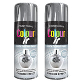 2X Paint Factory Chrome Effect Gloss Spray Paint 400ml Spray Paint